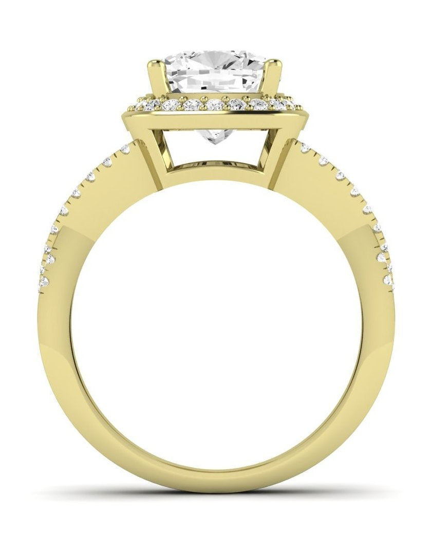 Moonflower Cushion Moissanite Engagement Ring yellowgold