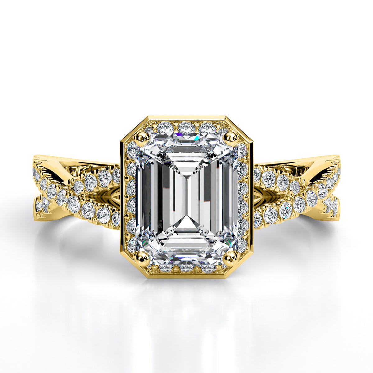 Moonflower Emerald Diamond Engagement Ring (Lab Grown Igi Cert) yellowgold