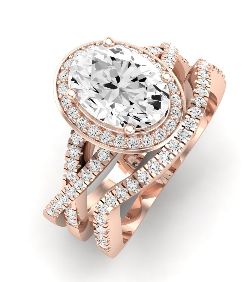 Moonflower Diamond Matching Band Only ( Engagement Ring Not Included) For Ring With Oval Center rosegold
