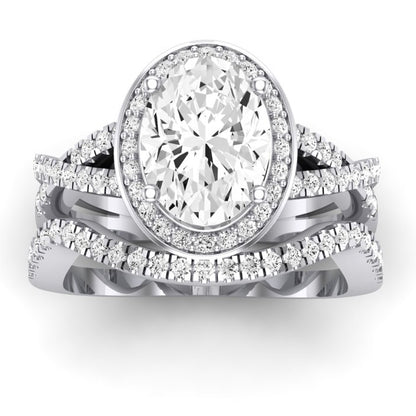 Moonflower Diamond Matching Band Only ( Engagement Ring Not Included) For Ring With Oval Center whitegold