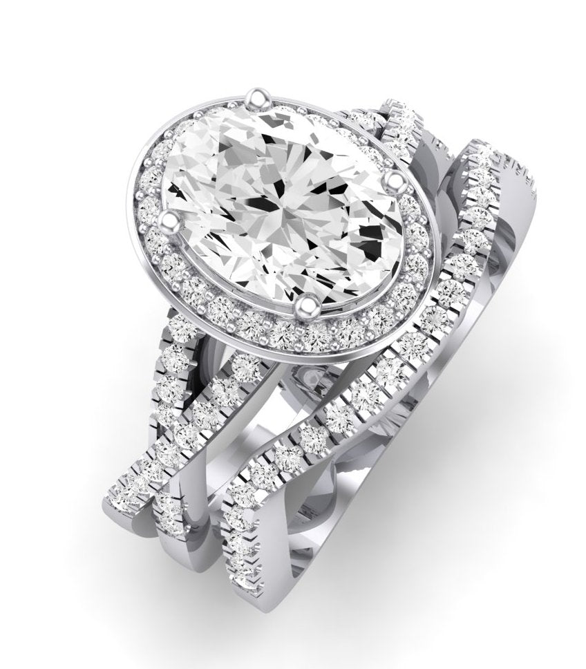 Moonflower Diamond Matching Band Only ( Engagement Ring Not Included) For Ring With Oval Center whitegold