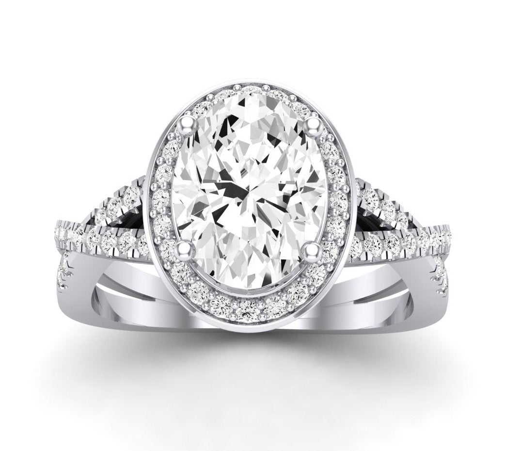 Moonflower Oval Diamond Engagement Ring (Lab Grown Igi Cert) whitegold