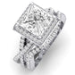Moonflower Moissanite Matching Band Only ( Engagement Ring Not Included) For Ring With Princess Center whitegold