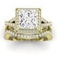 Moonflower Moissanite Matching Band Only ( Engagement Ring Not Included) For Ring With Princess Center yellowgold