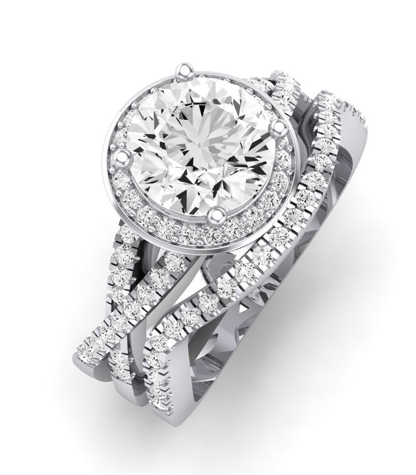 Moonflower Moissanite Matching Band Only (does Not Include Engagement Ring) For Ring With Round Center whitegold