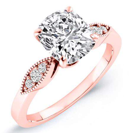 Mulberry Cushion Moissanite Engagement Ring rosegold