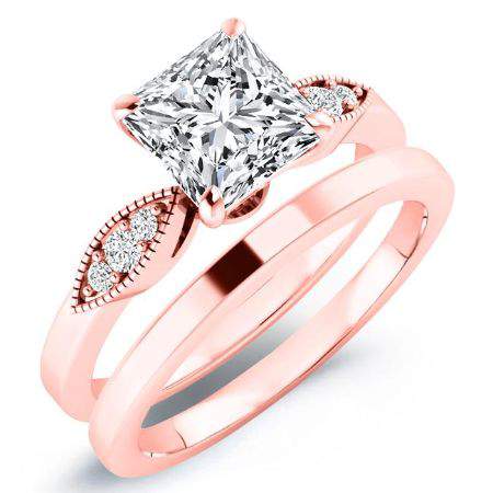 Mulberry Moissanite Matching Band Only (engagement Ring Not Included) For Ring With Princess Center rosegold