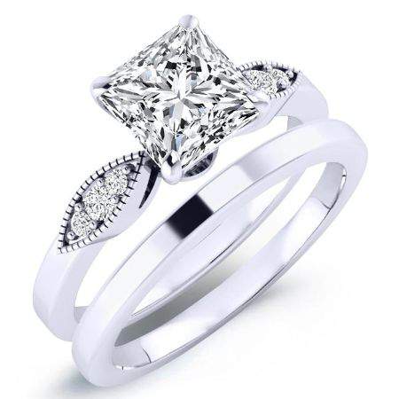 Mulberry Diamond Matching Band Only (engagement Ring Not Included) For Ring With Princess Center whitegold