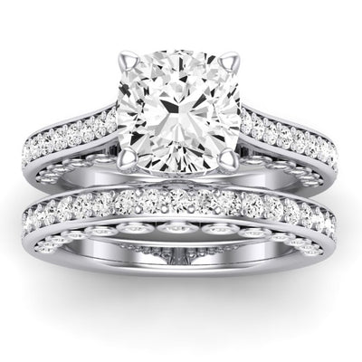 Nala Moissanite Matching Band Only (does Not Include Engagement Ring) For Ring With Cushion Center whitegold