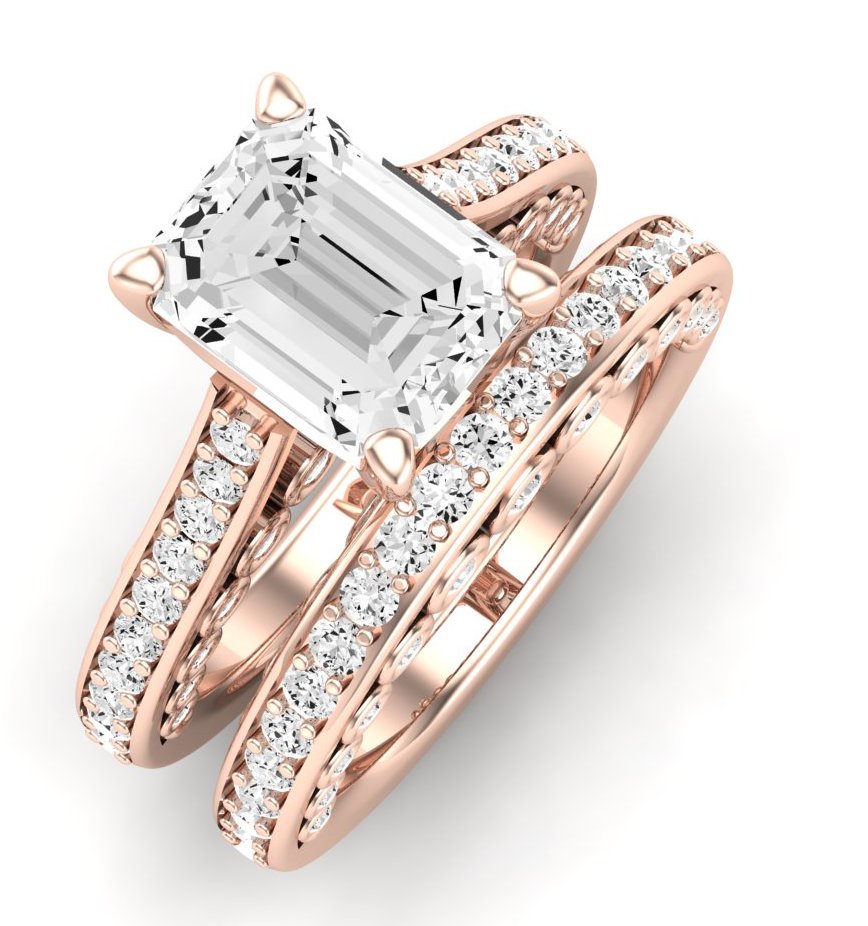 Nala Diamond Matching Band Only (does Not Include Engagement Ring) For Ring With Emerald Center rosegold