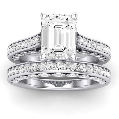 Nala Moissanite Matching Band Only (does Not Include Engagement Ring) For Ring With Emerald Center whitegold