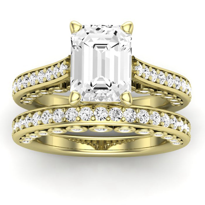 Nala Diamond Matching Band Only (does Not Include Engagement Ring) For Ring With Emerald Center yellowgold