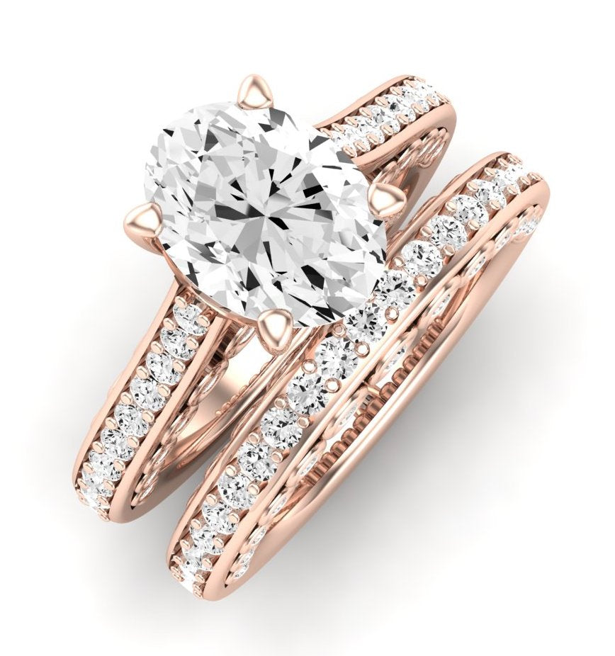 Nala Moissanite Matching Band Only (does Not Include Engagement Ring) For Ring With Oval Center rosegold