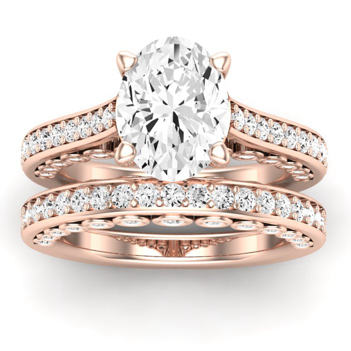 Nala Moissanite Matching Band Only (does Not Include Engagement Ring) For Ring With Oval Center rosegold