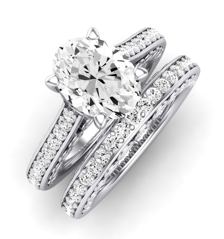 Nala Moissanite Matching Band Only (does Not Include Engagement Ring) For Ring With Oval Center whitegold