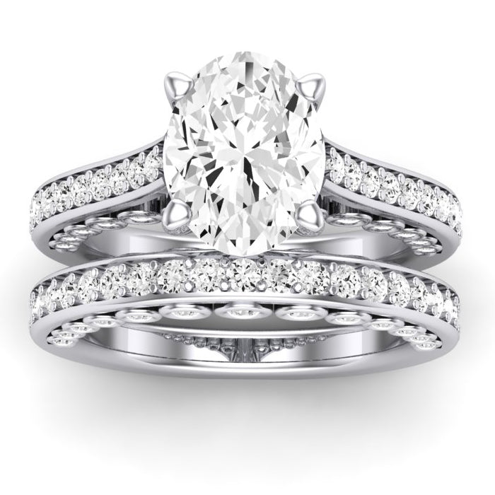 Nala Moissanite Matching Band Only (does Not Include Engagement Ring) For Ring With Oval Center whitegold