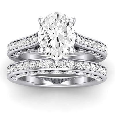 Nala Moissanite Matching Band Only (does Not Include Engagement Ring) For Ring With Oval Center whitegold