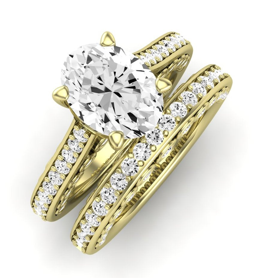 Nala Moissanite Matching Band Only (does Not Include Engagement Ring) For Ring With Oval Center yellowgold