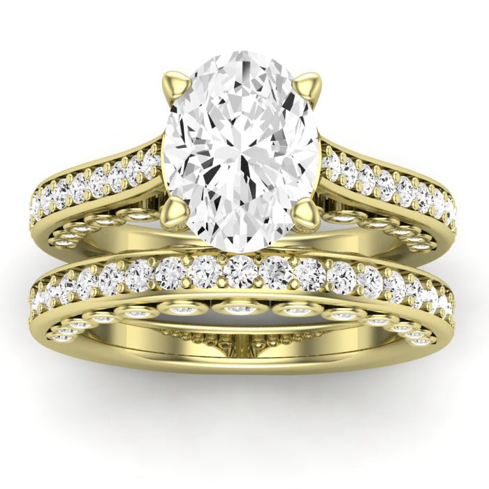 Nala Moissanite Matching Band Only (does Not Include Engagement Ring) For Ring With Oval Center yellowgold