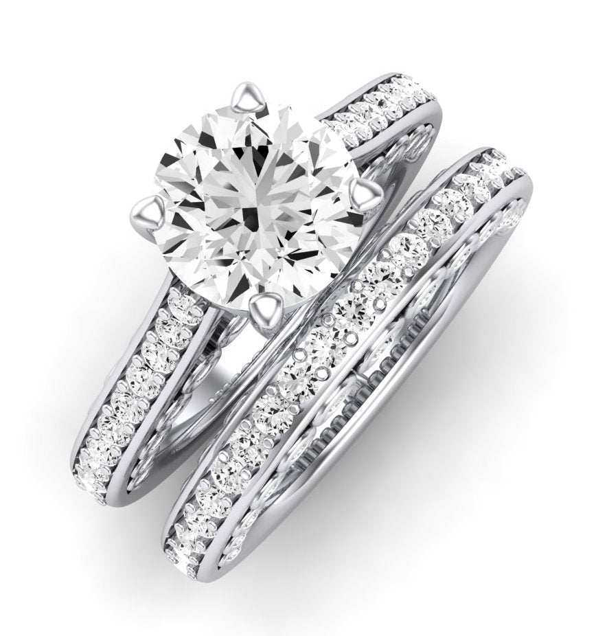 Nala Moissanite Matching Band Only (does Not Include Engagement Ring) For Ring With Round Center whitegold