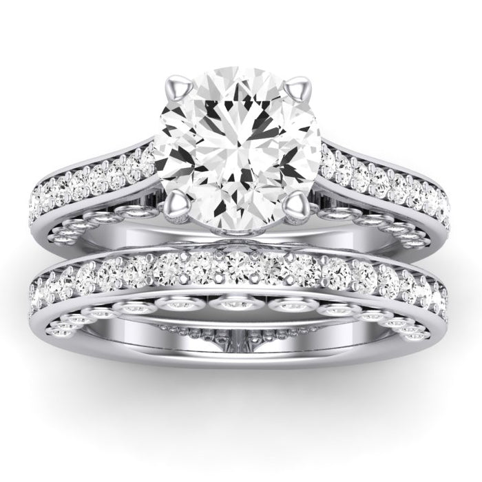 Nala Moissanite Matching Band Only (does Not Include Engagement Ring) For Ring With Round Center whitegold