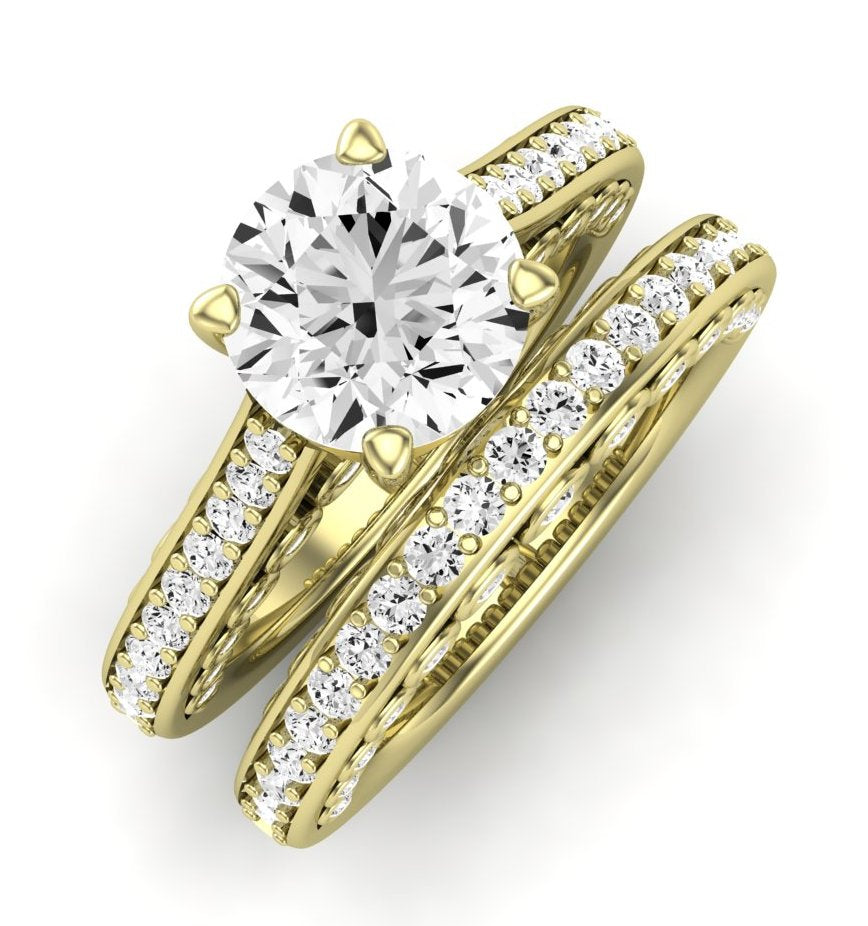 Nala Moissanite Matching Band Only (does Not Include Engagement Ring) For Ring With Round Center yellowgold