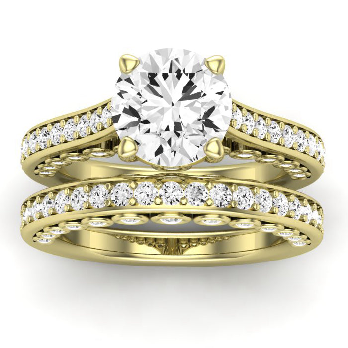 Nala Moissanite Matching Band Only (does Not Include Engagement Ring) For Ring With Round Center yellowgold