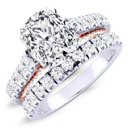 Nasrin Moissanite Matching Band Only (engagement Ring Not Included) For Ring With Cushion Center whitegold