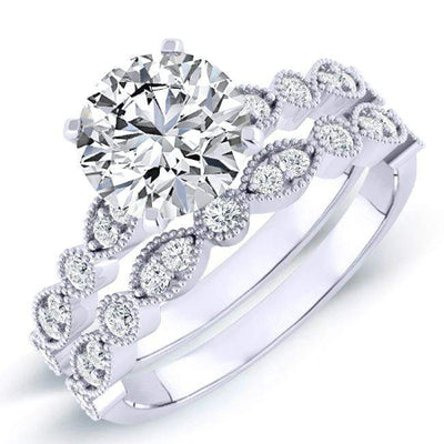 Marigold Round Moissanite Bridal Set whitegold