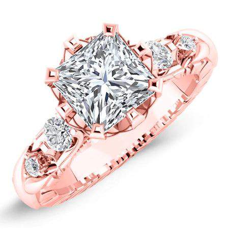 Oleana Princess Moissanite Engagement Ring rosegold