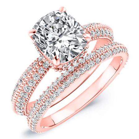 Oxalis Cushion Moissanite Bridal Set rosegold