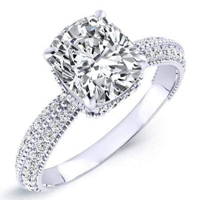 Oxalis Cushion Moissanite Engagement Ring whitegold