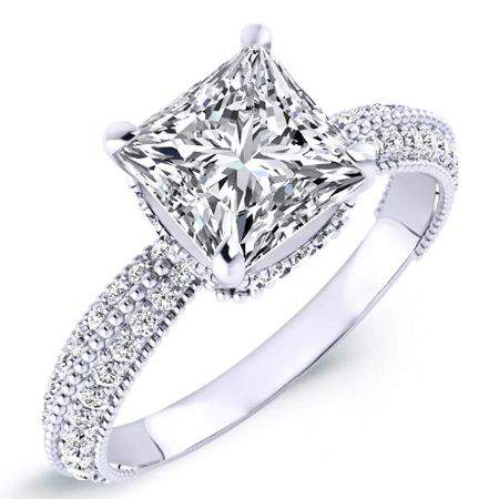 Oxalis Princess Moissanite Engagement Ring whitegold