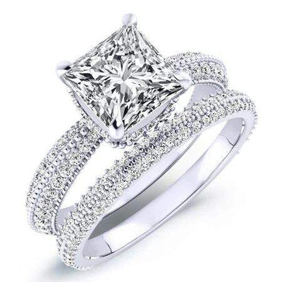 Oxalis Moissanite Matching Band Only (engagement Ring Not Included) For Ring With Princess Center whitegold