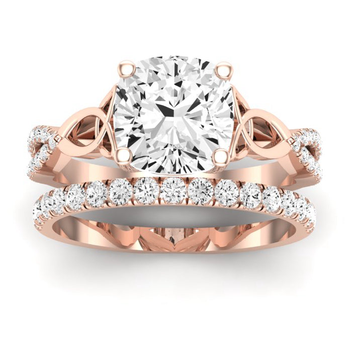 Pavonia Diamond Matching Band Only (does Not Include Engagement Ring)  For Ring With Cushion Center rosegold