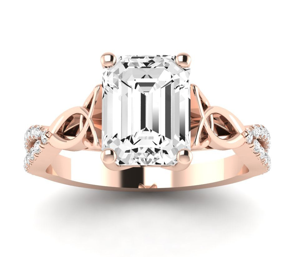 Pavonia Emerald Moissanite Engagement Ring rosegold