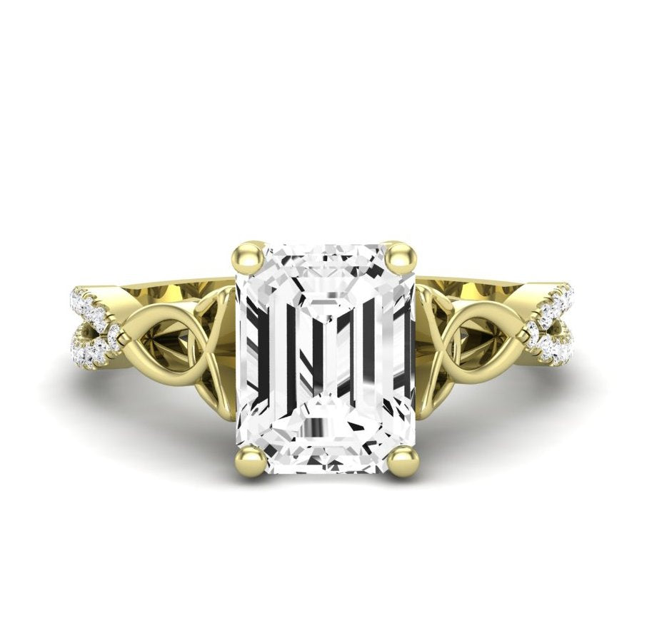 Pavonia Emerald Diamond Engagement Ring (Lab Grown Igi Cert) yellowgold