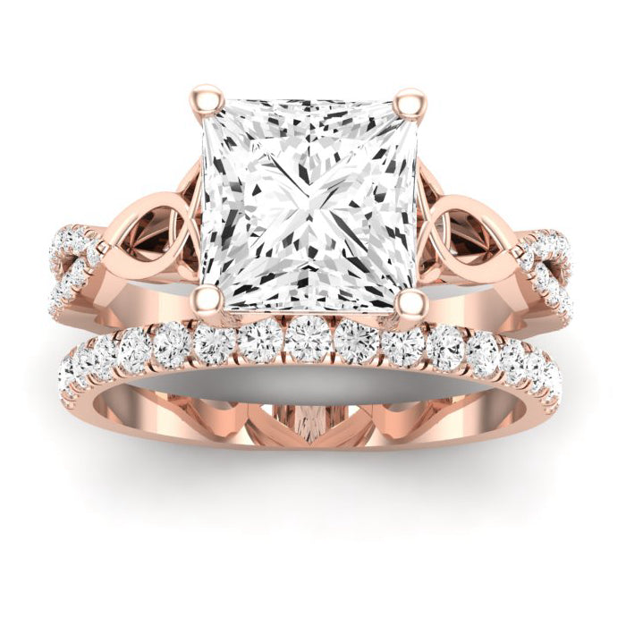 Pavonia Moissanite Matching Band Only (does Not Include Engagement Ring)  For Ring With Princess Center rosegold