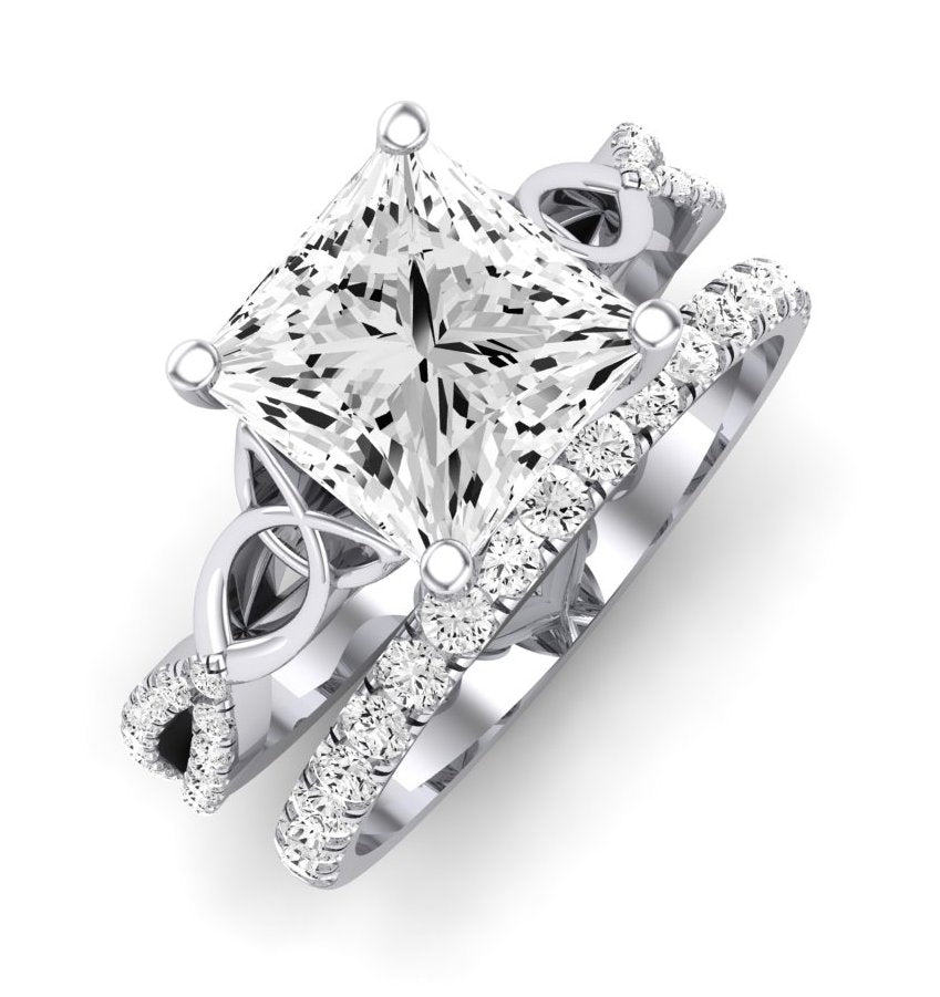 Pavonia Moissanite Matching Band Only (does Not Include Engagement Ring)  For Ring With Princess Center whitegold