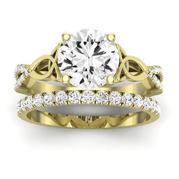 Pavonia Diamond Matching Band Only (does Not Include Engagement Ring)  For Ring With Round Center yellowgold