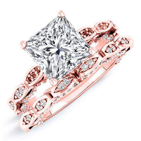 Peregrine Moissanite Matching Band Only (engagement Ring Not Included) For Ring With Princess Center rosegold