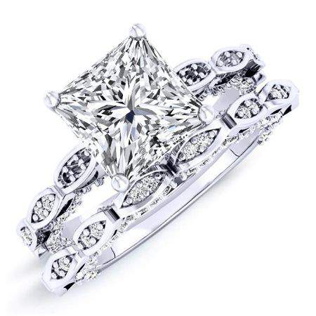 Peregrine Moissanite Matching Band Only (engagement Ring Not Included) For Ring With Princess Center whitegold