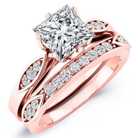 Pieris Moissanite Matching Band Only (engagement Ring Not Included) For Ring With Princess Center rosegold