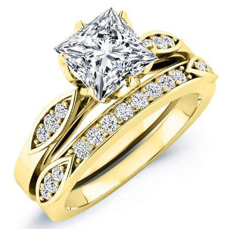 Pieris Moissanite Matching Band Only (engagement Ring Not Included) For Ring With Princess Center yellowgold