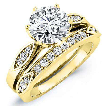 Pieris Moissanite Matching Band Only (engagement Ring Not Included) For Ring With Round Center yellowgold