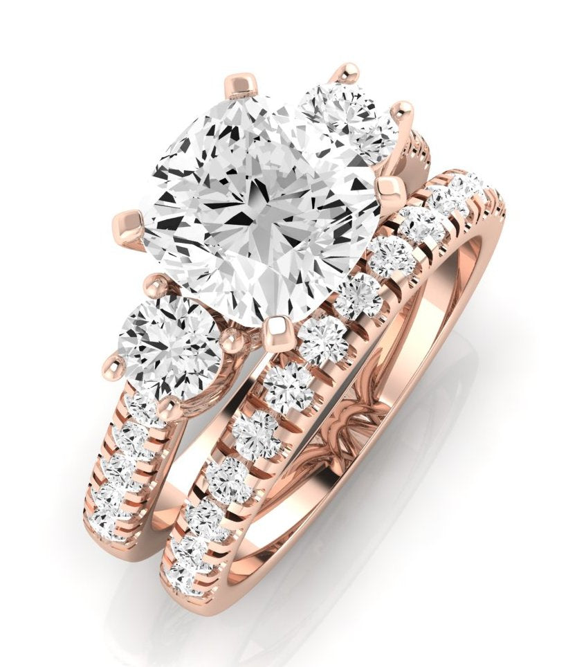 Primrose Moissanite Matching Band Only ( Engagement Ring Not Included) For Ring With Cushion Center rosegold