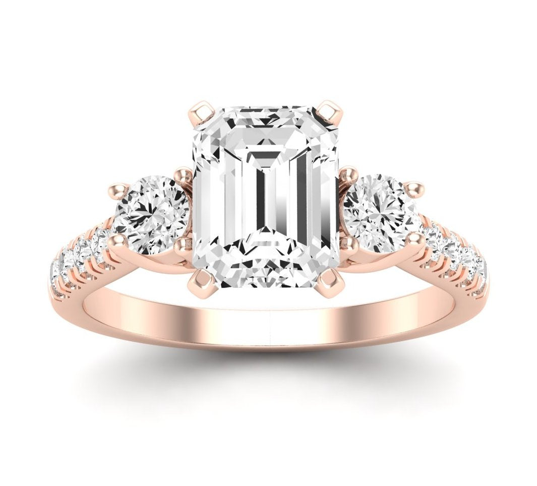 Primrose Emerald Moissanite Engagement Ring rosegold