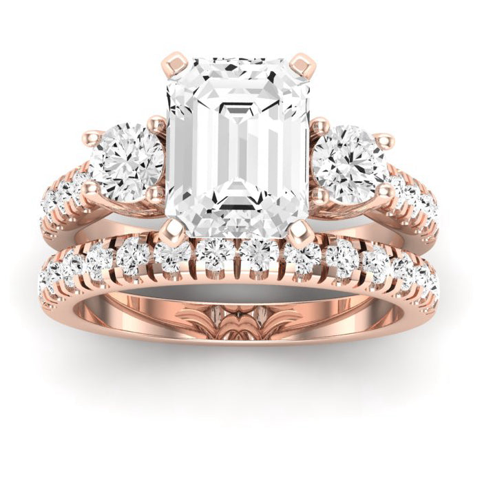Primrose Diamond Matching Band Only ( Engagement Ring Not Included) For Ring With Emerald Center rosegold