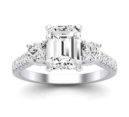 Primrose Emerald Moissanite Engagement Ring whitegold