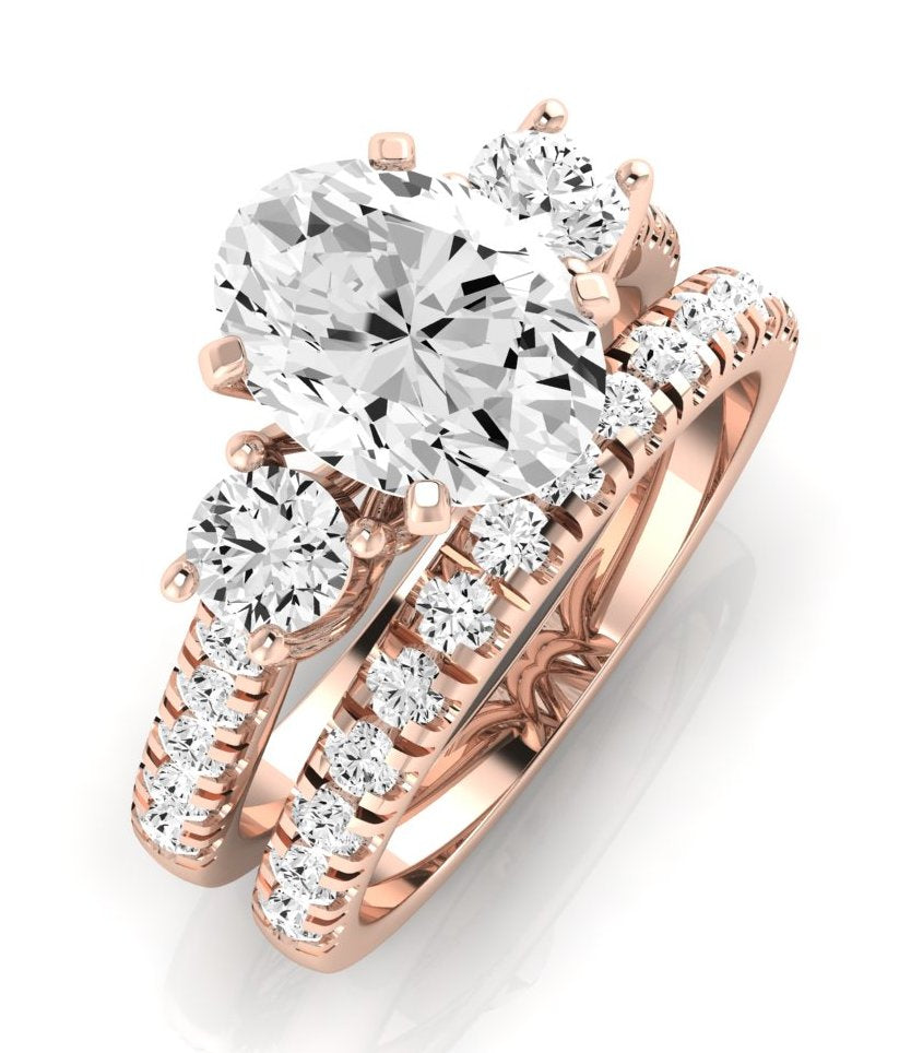 Primrose Moissanite Matching Band Only ( Engagement Ring Not Included) For Ring With Oval Center rosegold